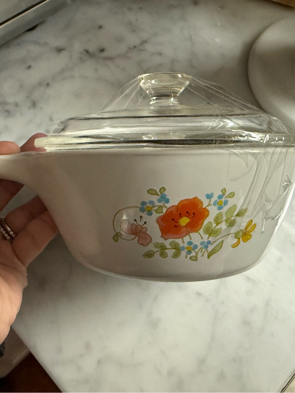 Vintage Corning Ware 1 1/2 pint handle saucepan Pyrex Wildflower floral P-82-B